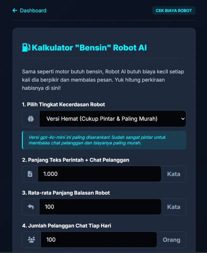 Kalkulator "Bensin" Token AI (Anti-Boncos)